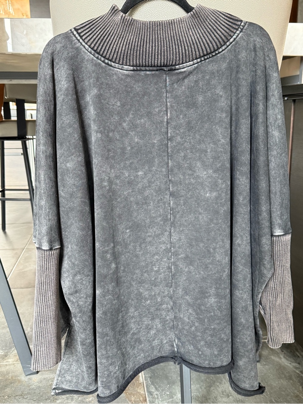 BKE Black Ribbed Zip-Front Sweater - Picture 3 of 4
